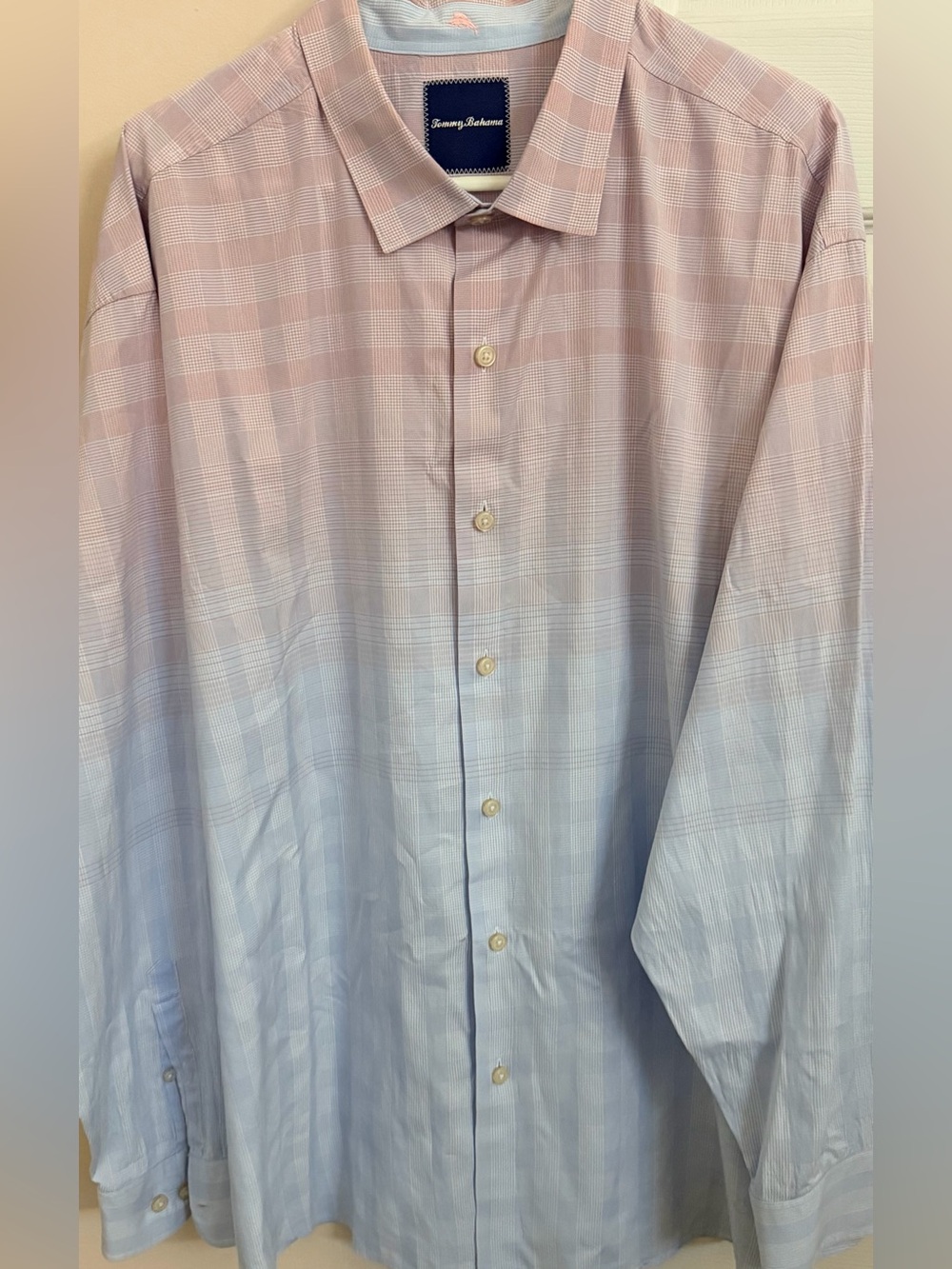 Tommy Bahama Ombré Multicolored Silk & Cotton Men’s 2XB Long Sleeve Button Up